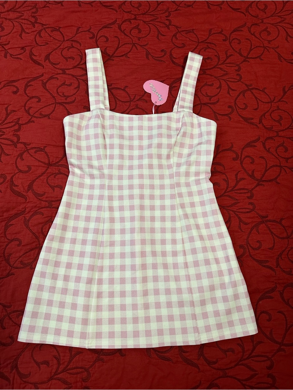 Sugar Thrillz Pink and White Gingham Strap Dress
